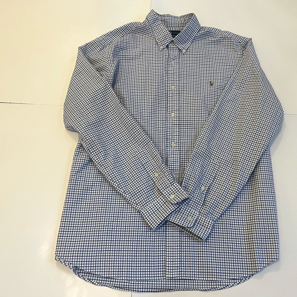 Ralph Lauren Collection Men’s Oxford Shirt XXL Blue White Check Classic Fit